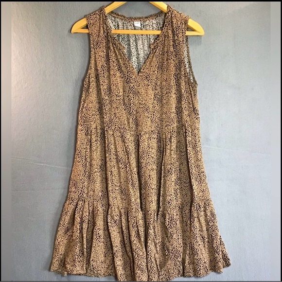 Old Navy Animal Print Sleeveless Tiered Babydoll Mini Dress Size M Boho Leopard - Picture 10 of 10